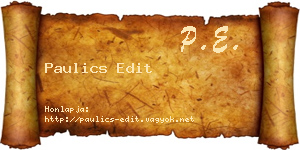 Paulics Edit névjegykártya